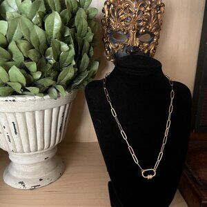 Joy Dravecky Paperclip Style Gold Pendant Necklace